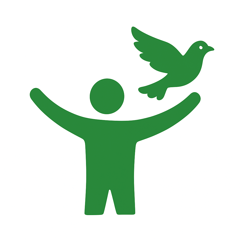 icono de color verde que represente el valor libertad social sin texto y fondo blanco